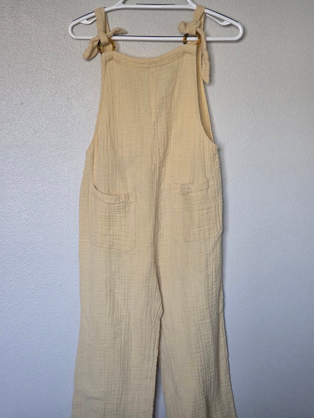 Billabong Light Yellow Gauze Tie-Shoulder Jumpsuit - Picture 10 of 10